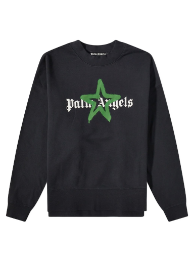 Pleteni pulover Palm Angels Star Sprayed Logo Crewneck Črna | PMBA026C99FLE0081055