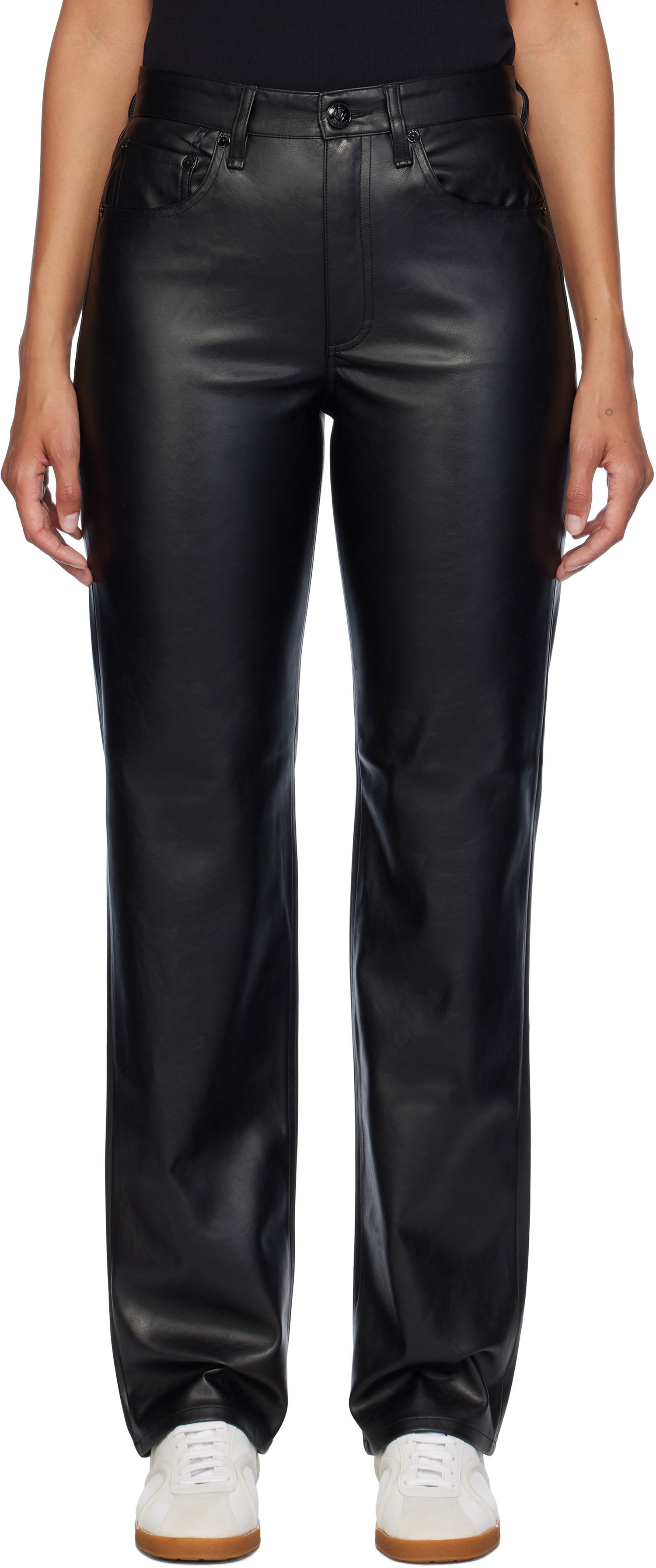 Hlače rag & bone Harlow Faux-Leather Pants Črna | WCW24F7006GR06, 0