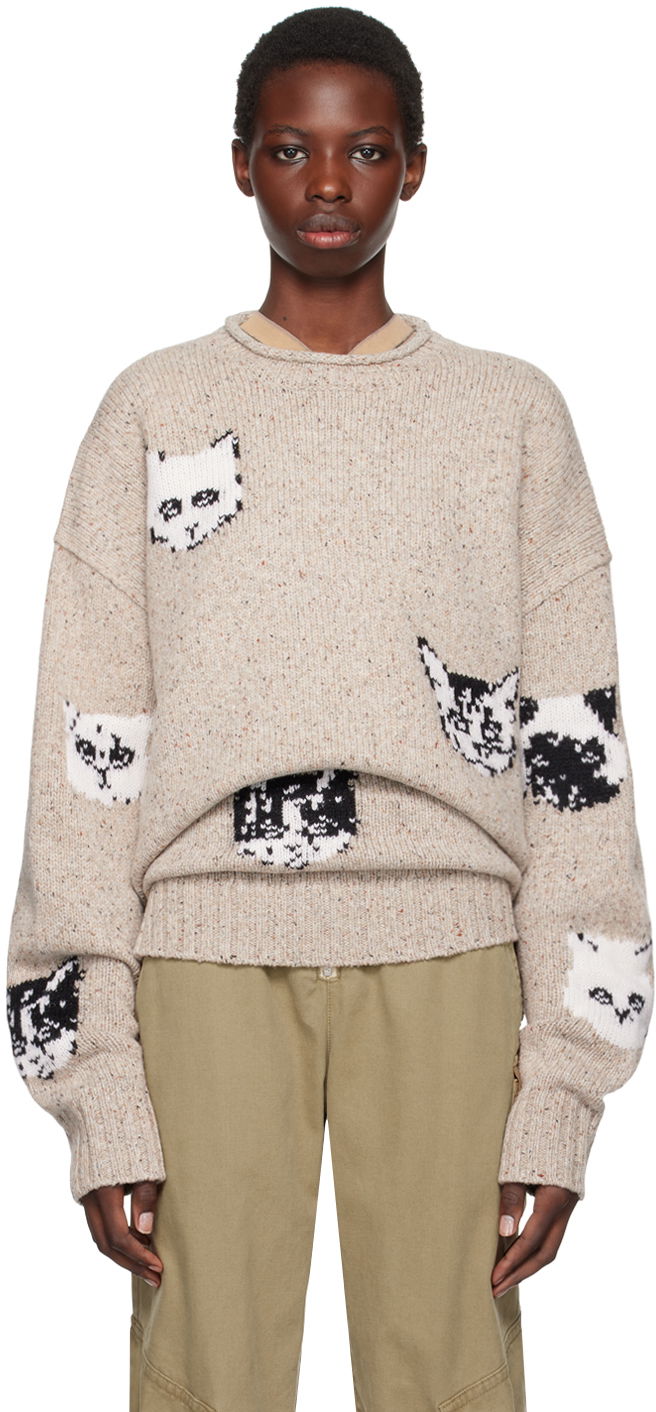 Pleteni pulover Acne Studios Pattern Sweater Bež | C60096-