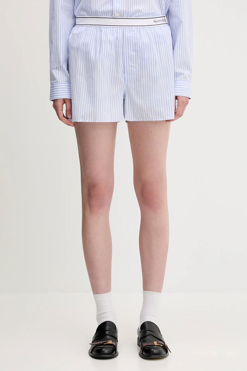 Kratke hlače Sporty & Rich Sporty & Rich Serif Logo High Waist Shorts Modra | SH015612300ST08