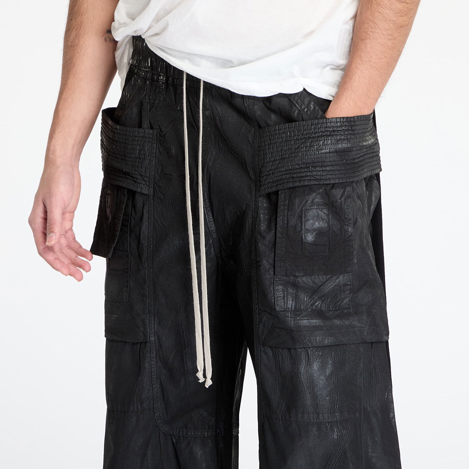 Cargo hlače Rick Owens Rick Owens DRKSHDW Creatch Wide Cargo Drawstring Pants XL Črna | DU01E3394 PF 09, 1