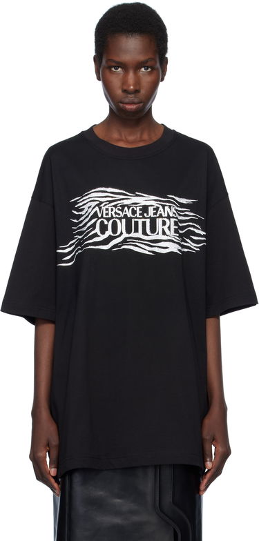 Majica Versace Versace Jeans Couture Loose-Fit T-Shirt with Zebra Print Črna | E78GAH6L1_EJ0001, 0