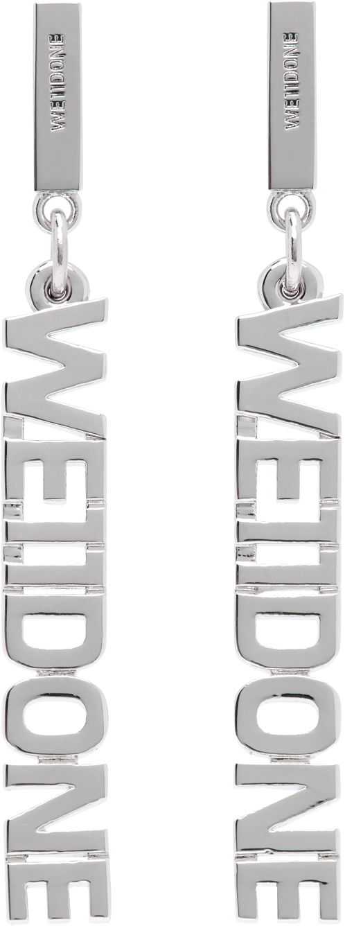 Uhani We11done Lettering Drop Earrings Kovinski | WD-AJ2-24-524-U-SV, 0