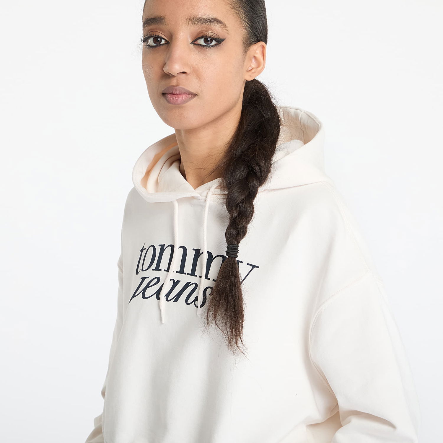 Pulover Tommy Hilfiger Tommy Jeans Relaxed Cropped Script Hoodie Bela | DW0DW20306 YBH, 1