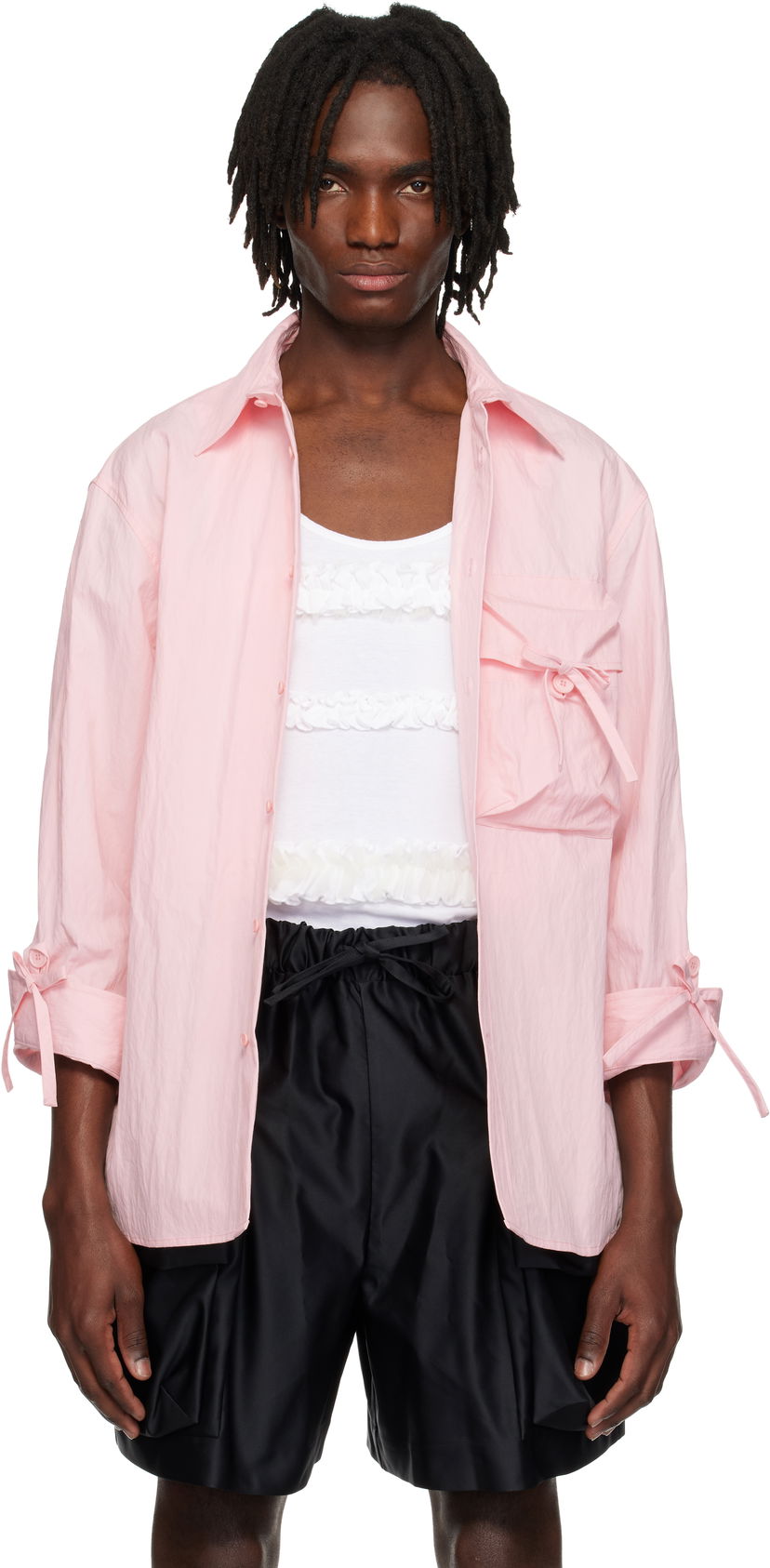 Srajce Simone Rocha Simone Rocha Bow Detail Workwear Shirt Roza | 5319 1219