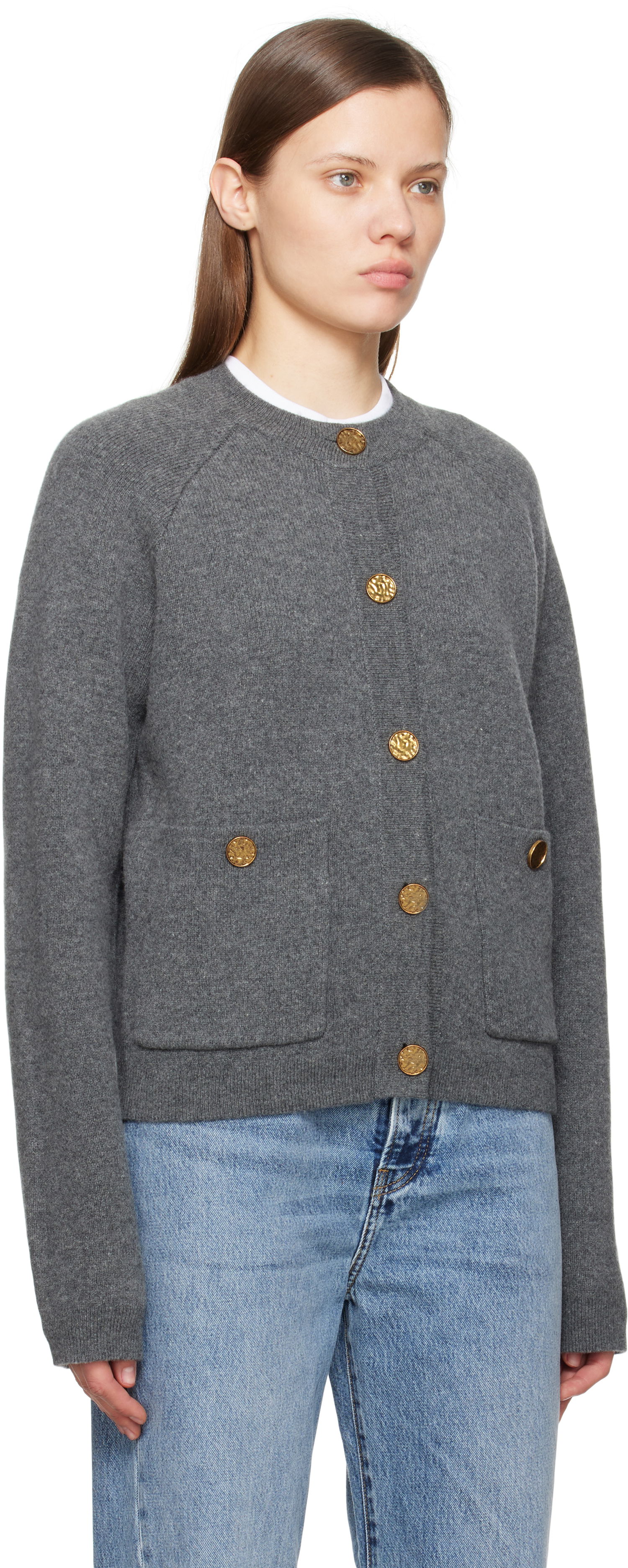 Pleteni pulover TOTEME TOTEME Hammered Button Cardigan Siva | 251-WRT4357-YA0132, 1