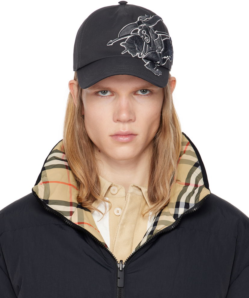 Kapa Burberry Burberry Baseball Cap with Equestrian Knight Design Črna | 8105728
