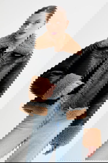 Jakna STAND STUDIO Kia Transitional Oversize Faux Fur Jacket Črna | 66575.9412, 0