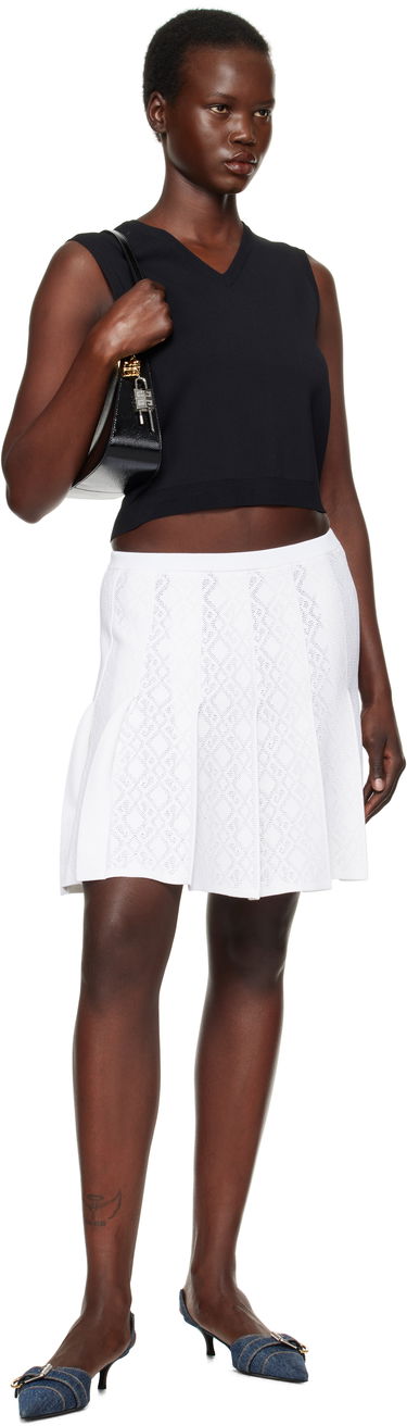 Krila Givenchy Pleated Jacquard Miniskirt Bela | BW40XW4ZPN100, 3