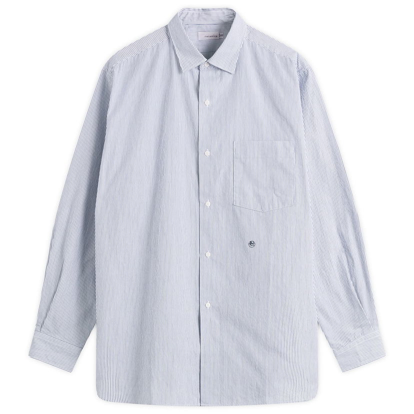 Srajce NANAMICA Nanamica Regular Collar Stripe Wind Shirt, Size Small Modra | SUGF362E-N