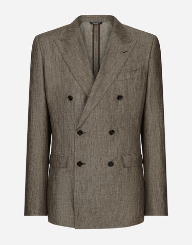 Jakna Dolce & Gabbana Dolce & Gabbana Double-breasted Taormina Linen Jacket Rjava | G2NW1TFU4L0S8231, 0