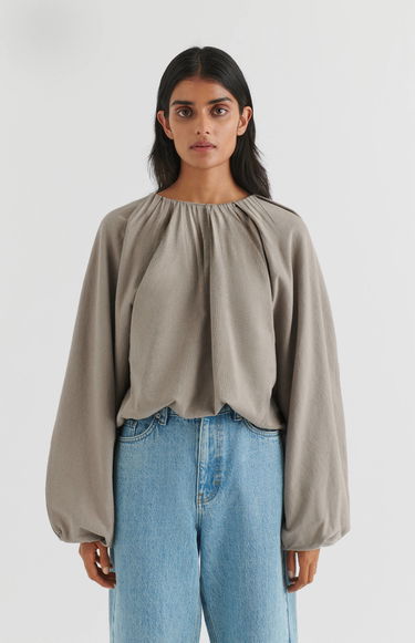 Pleteni pulover AXEL ARIGATO Sade Gathered Pullover Rjava | A2109002, 7