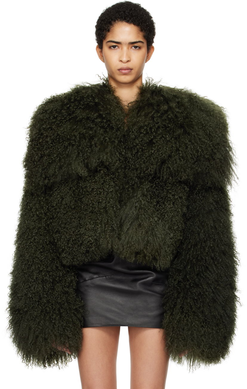 Jakna The Attico Attico Cropped Shearling Jacket Zelena | 250WCB00081 LBT044AA
