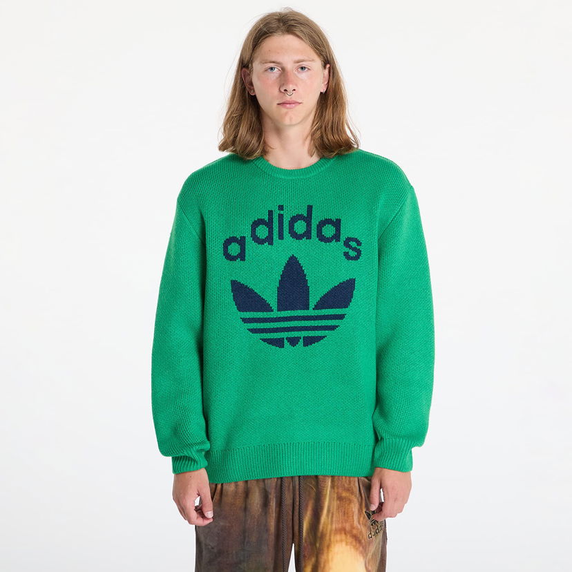 Pleteni pulover adidas Originals Knit Crewneck Green/ Night Indigo Zelena | JN5966
