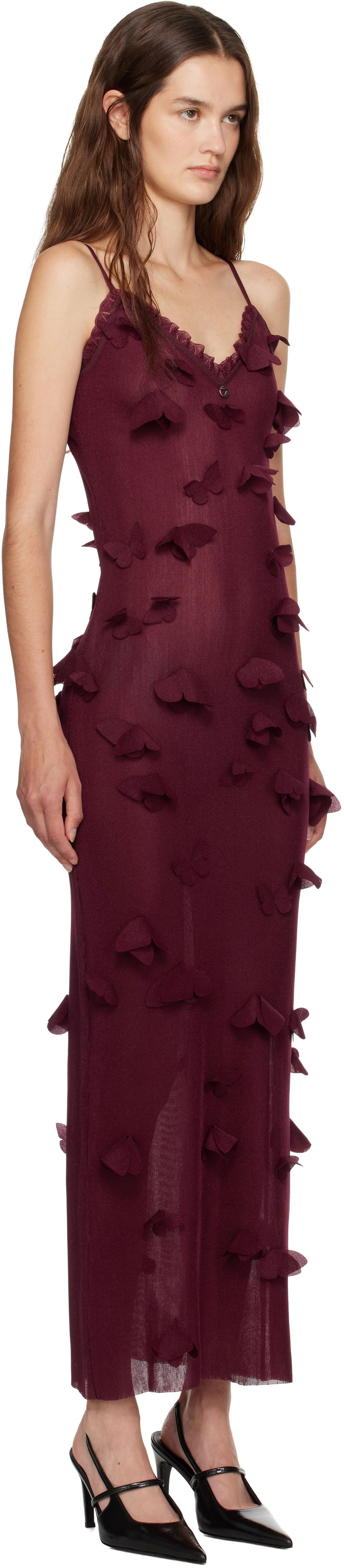 Obleke Coperni Coperni Butterflies Techno Midi Dress Bordo | COPML166Y3015, 1