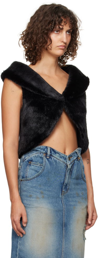 Telovnik We11done We11done Cropped Faux-Fur Vest Črna | WD-F93-24-026-W-BK, 1