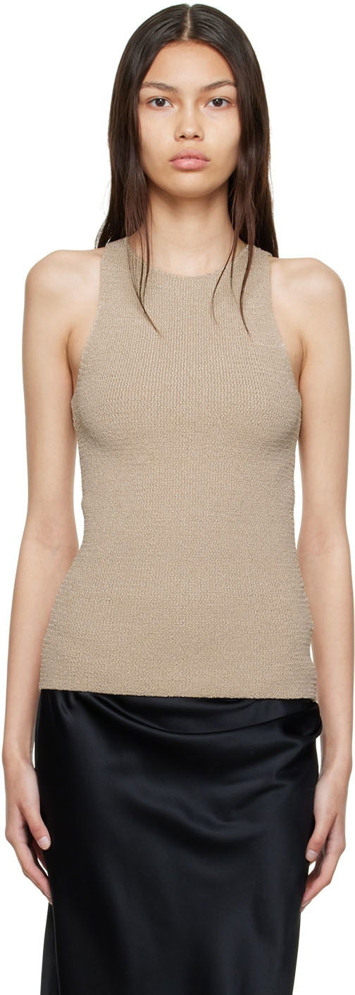 Majica brez rokavov Helmut Lang Taupe Polyester Tank Top Bež | M04HW706, 0