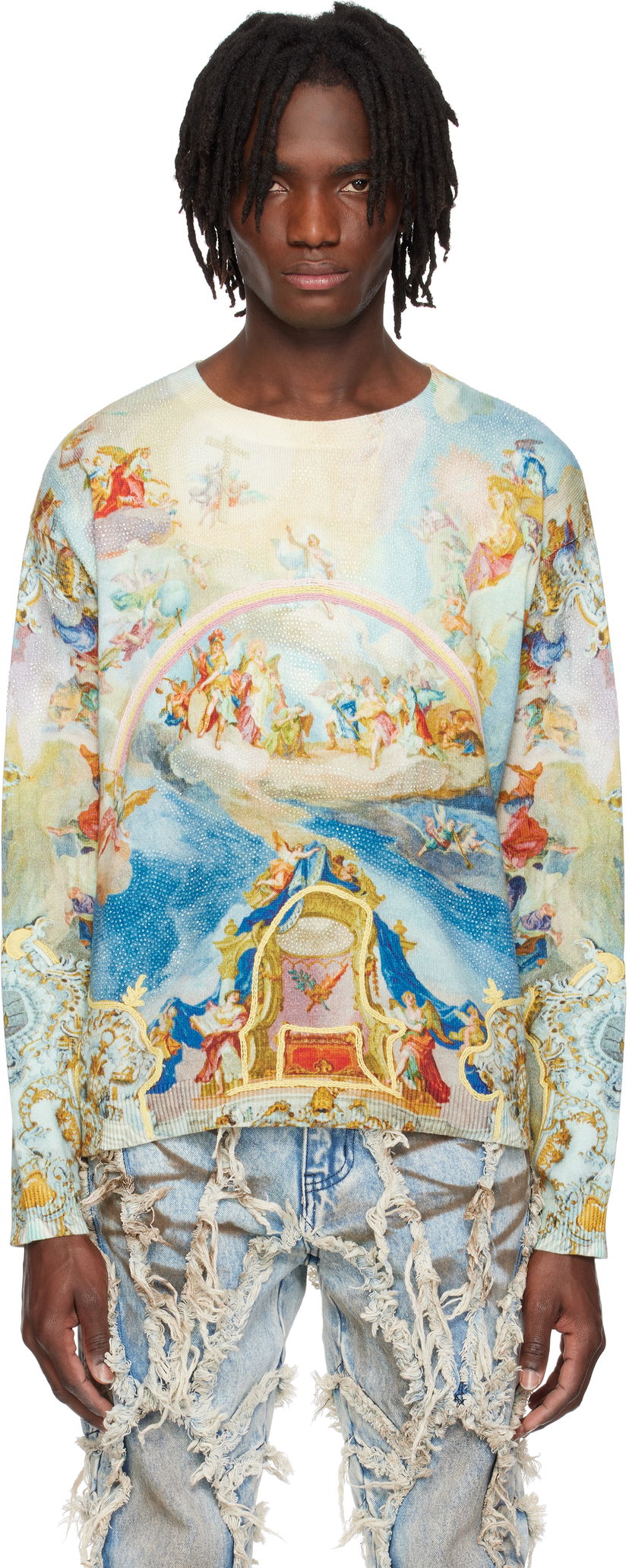 Pleteni pulover Who Decides War Who Decides War Archaic Graphic Print Sweater Večbarvna | 1110050030SS25