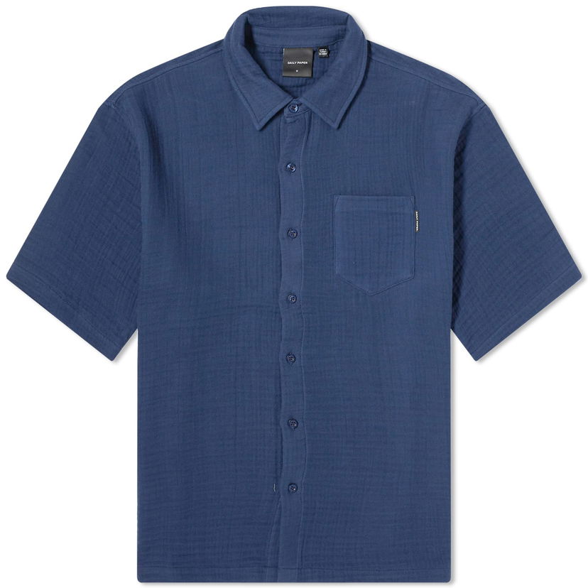 Polo majica DAILY PAPER Enzi Seersucker Shirt Mornarica | 2411134