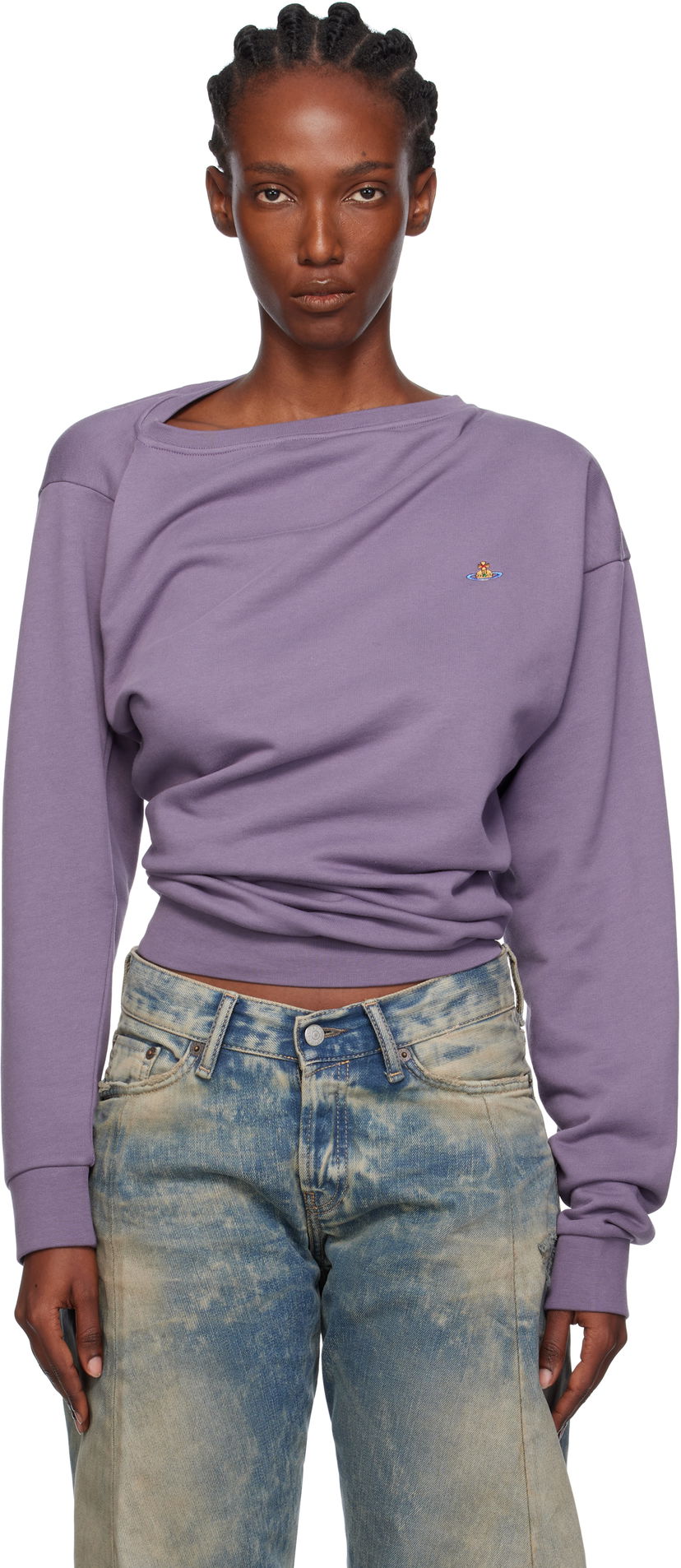 Pulover Vivienne Westwood Vivienne Westwood Hebo Draped Sweatshirt Lila | 3I010015-J006O-