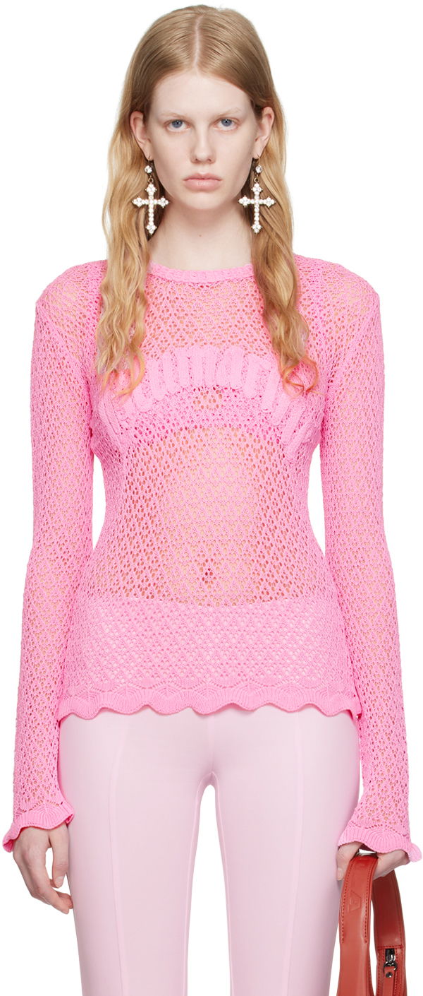 Pleteni pulover Blumarine Pink Scalloped Sweater Roza | P344M026A, 0