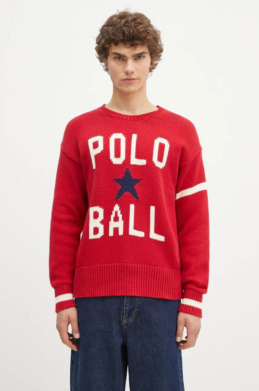Pleteni pulover Polo by Ralph Lauren Crewneck Sweater Rdeča | 710949298