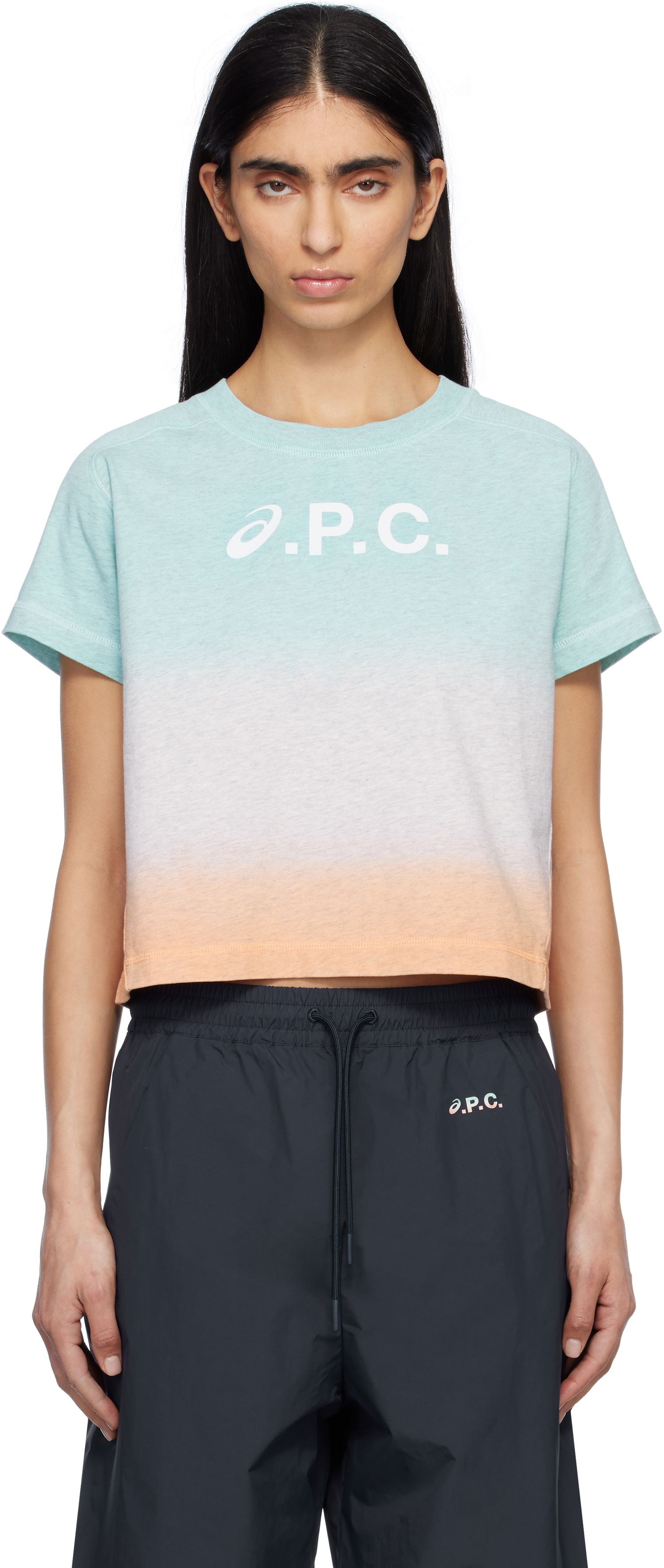 Krop-top A.P.C. ASICS Edition Cloud Dip Dye Cropped T-Shirt by A.P.C. Turkizna | COEAV-F26482, 0