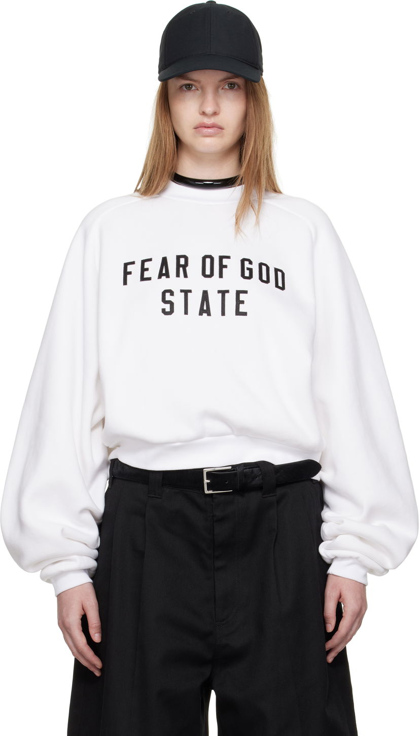 Pulover Fear of God Fear of God ESSENTIALS Fleece Raglan Crewneck Sweatshirt Bela | 192SP257834FW