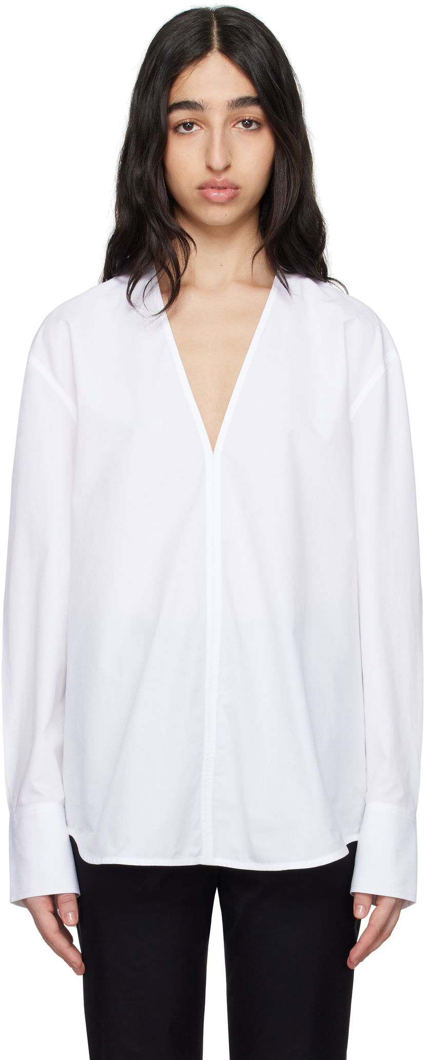 Srajce TOTEME TOTEME V-Neck Shirt Bela | 252-WRT0503-FB0119