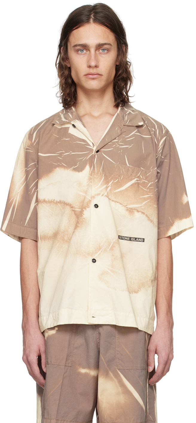 Srajce Stone Island Brown Graphic Shirt Bež | 801512393, 0