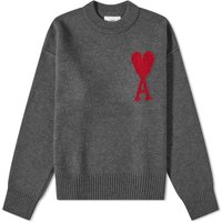 Pleteni pulover AMI A Heart Crewneck Siva | BFUKS006-018-084, 1