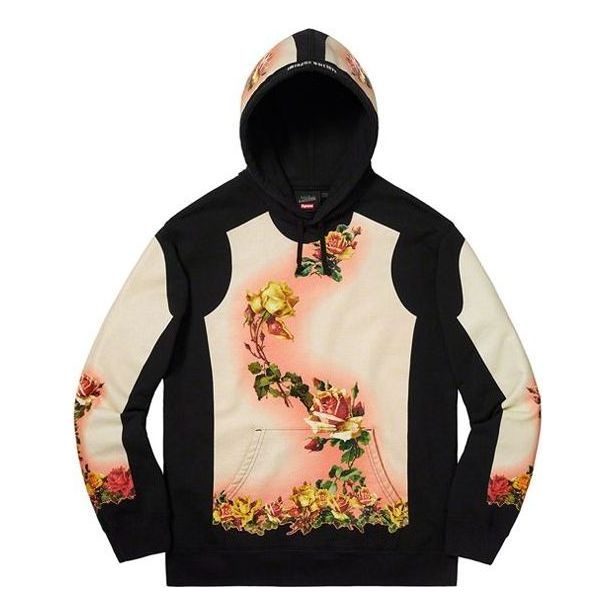 Pulover Supreme Floral Print Hoodie by Jean Paul Gaultier Črna | SUP-SS19-776