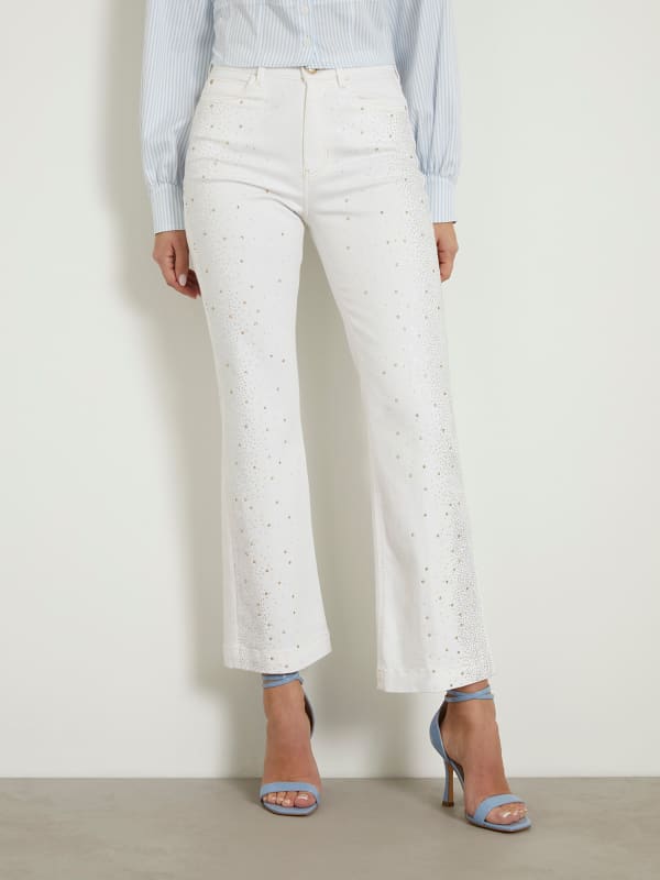 Hlače in kavbojke GUESS High Rise Flare Denim Pant Bela | W4GA0UD4PV4, 0