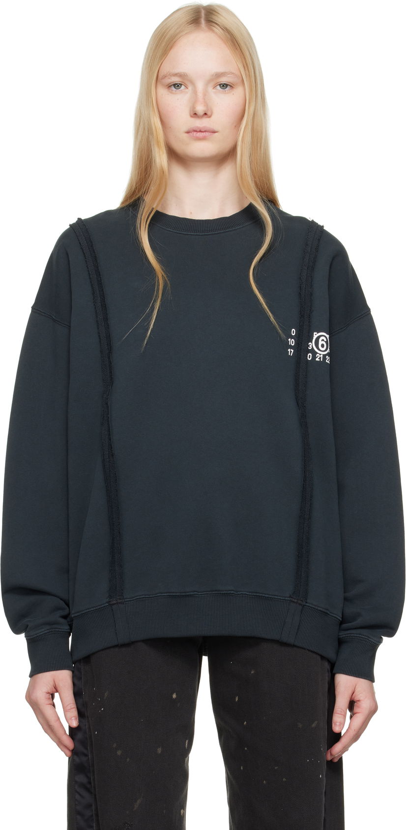 Pleteni pulover Maison Margiela MM6 Maison Margiela Ribbon Sweatshirt Črna | SH2GU0019 M25004