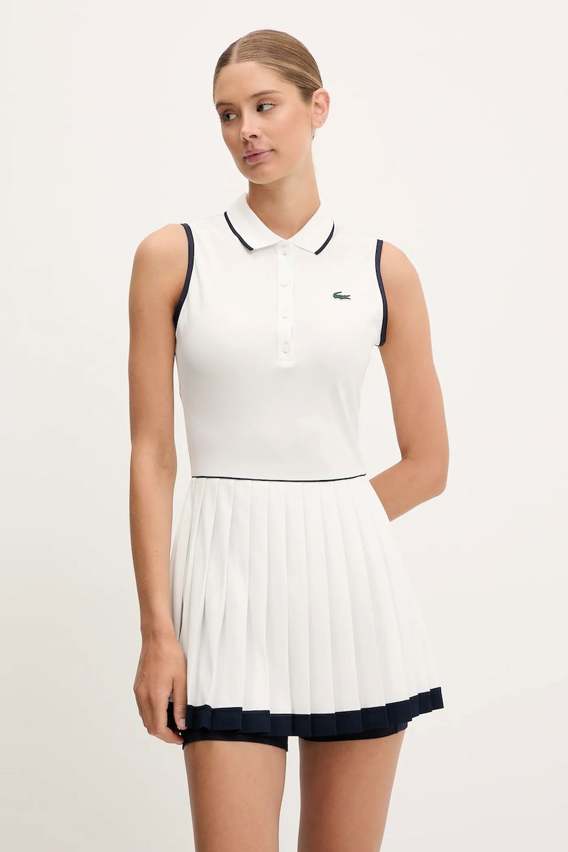 Obleke Lacoste Sleeveless Pleated Polo Mini Dress Bela | EF8582