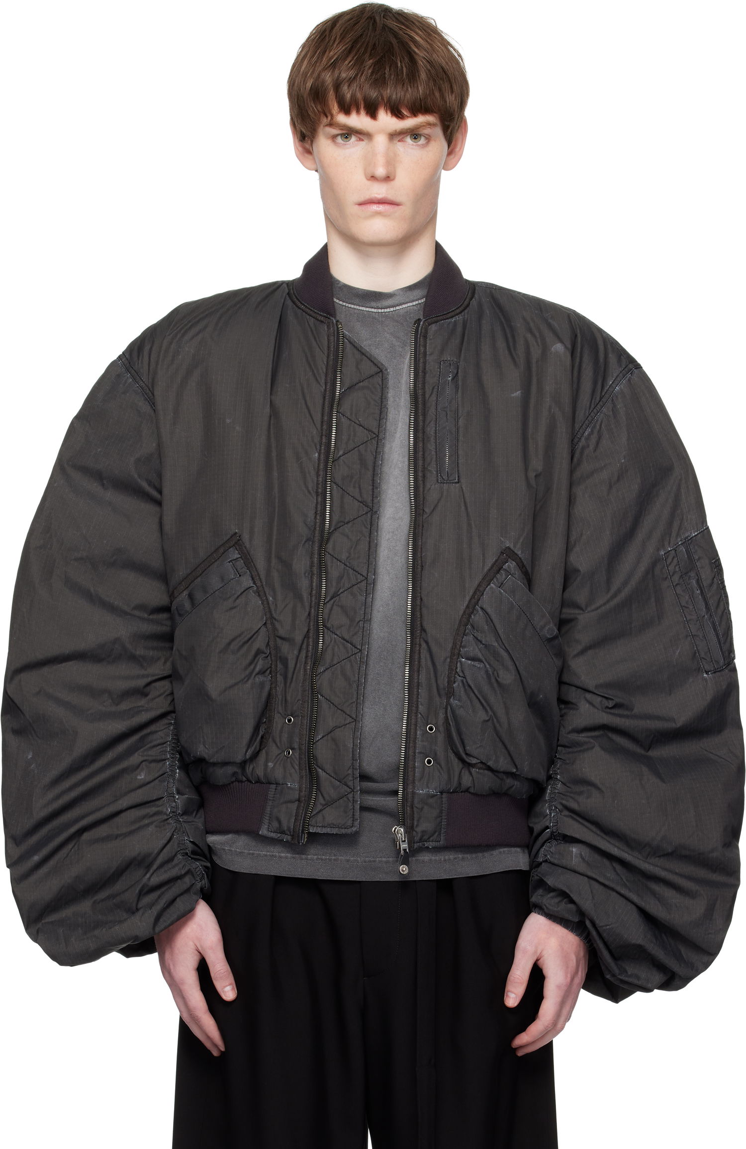 Bomber jakna We11done We11done Washed Nylon Bomber Jacket Črna | WD-JP2-25-059-U-BK, 0