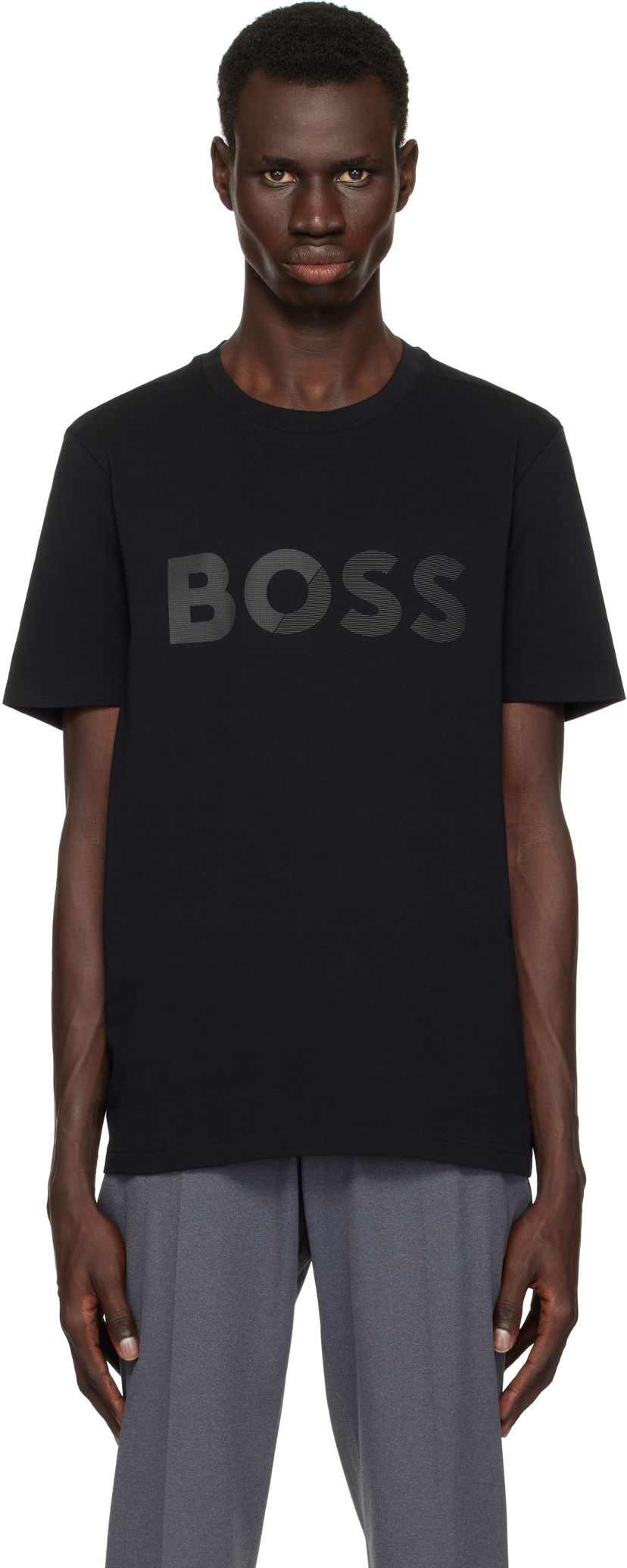 Majica BOSS Cotton-Jersey Large Logo T-Shirt Črna | 50530990