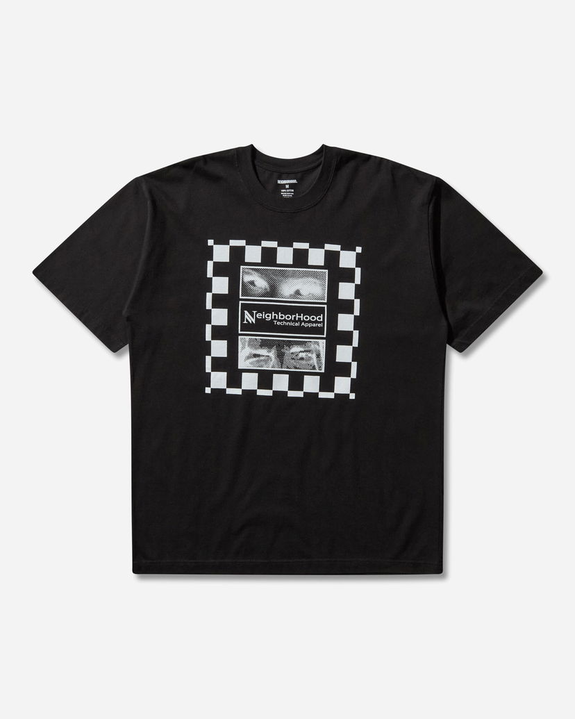 Majica Neighborhood T-Shirt with Checkered Eye Graphic Črna | 252PCNH-ST07 BLACK