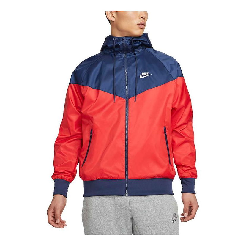 Vetrovka Nike Sportswear Windrunner Colorblock Hooded Woven Jacket Rdeča | DA0002-657