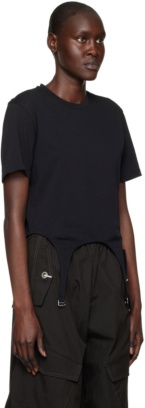 Krop-top Dion Lee Garter Slim T-Shirt Črna | C3098R23, 1