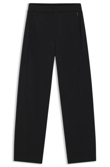 Trenirka BOSS Cotton-blend Wide-Leg Tracksuit Bottoms with Lustrous Piping Črna | 50551504