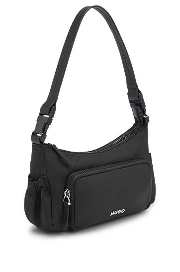 Torba za čez ramo BOSS HUGO Smooth Twill Shoulder Bag with Interchangeable Strap Črna | 50547092, 1
