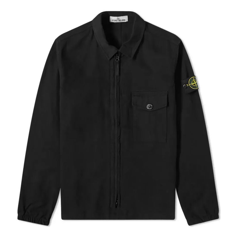 Srajce Stone Island Stone Island Garment Dyed Zip Overshirt Črna | 751510704-V0029