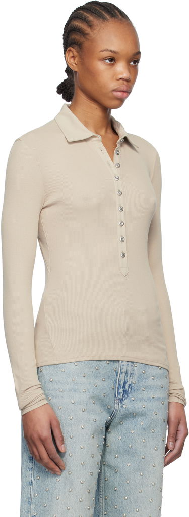 Polo majica rag & bone rag & bone Essential Rib Button Polo Bež | WCC24HP021CA21, 1
