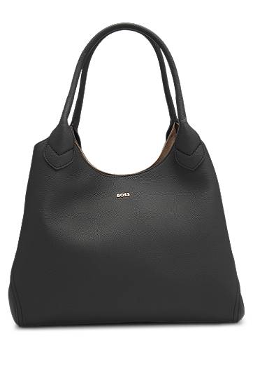 Tote bag BOSS BOSS Grained Leather Tote Bag with Logo Lettering Črna | 50547732