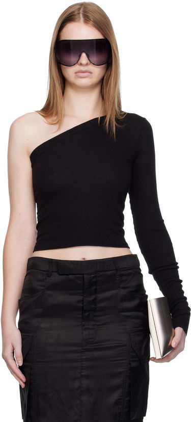 Majica Rick Owens Concordians Ziggy One-Shoulder Long Sleeve Top Črna | RP02E4261 JR, 0