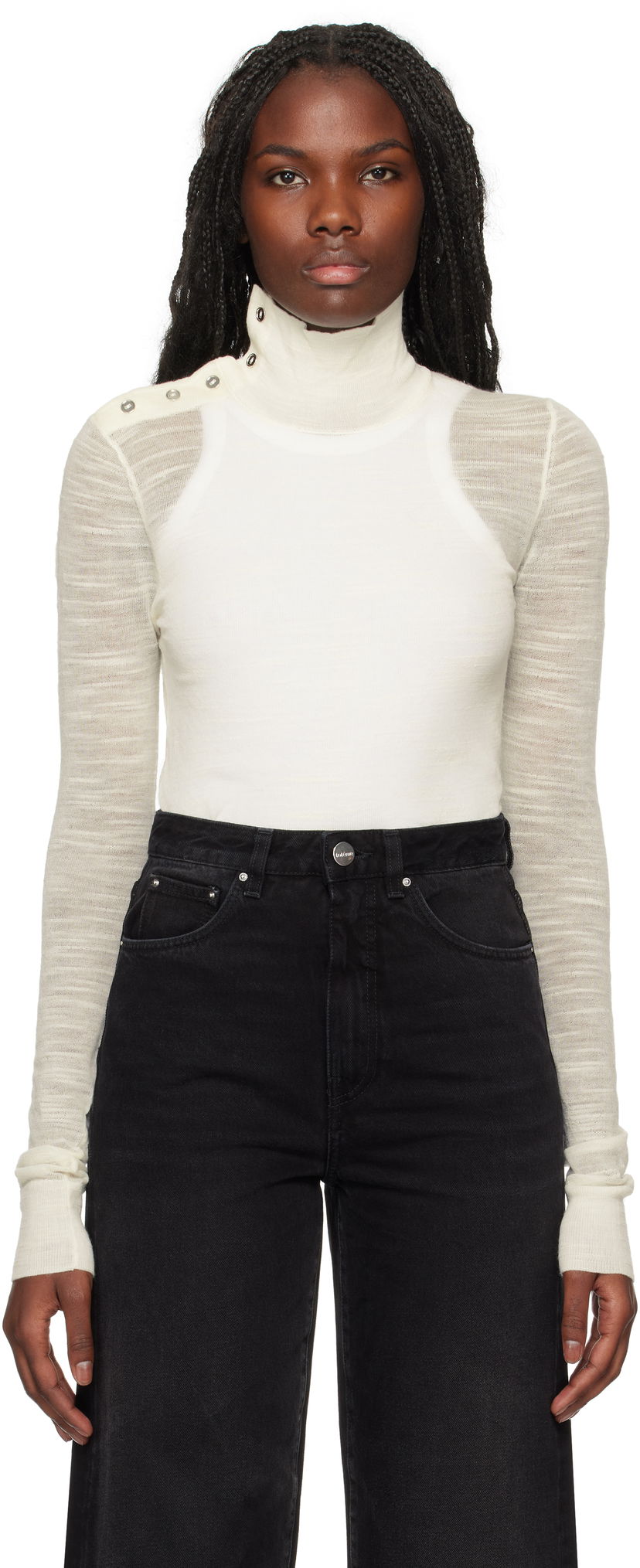 Pleteni pulover TOTEME TOTEME Slub Knit Turtleneck Top Bela | 244-WRT0366-YA0100