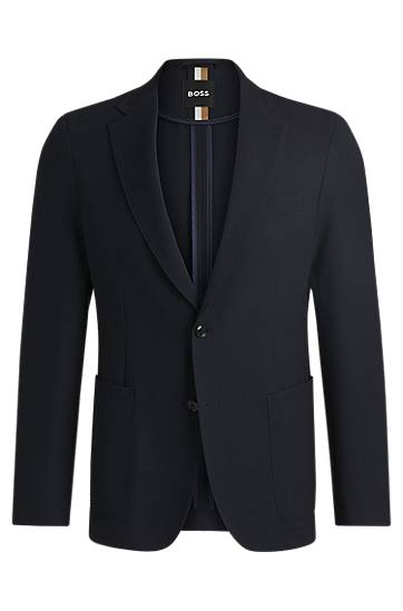 Jakna BOSS Slim Fit Stretch Piqué Blazer with Notched Lapels Mornarica | 50535014