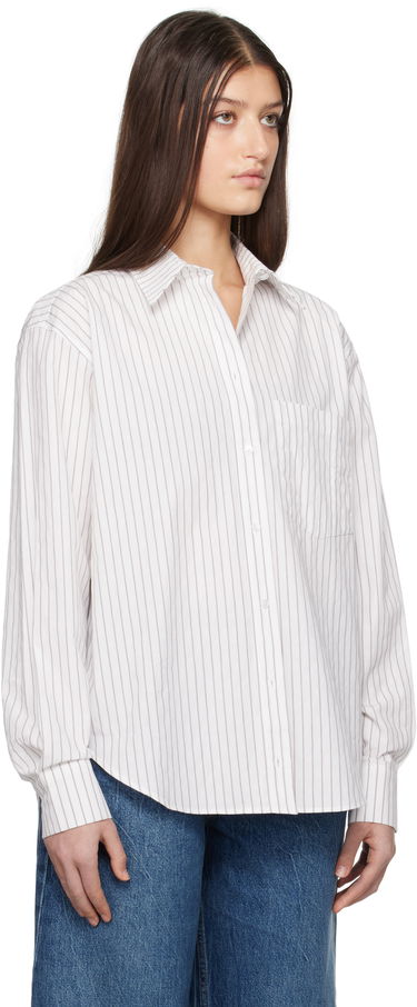 Srajce Anine Bing ANINE BING Braxton Striped Button-Down Shirt Bela | A-07-10842-MTL41, 1