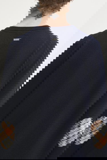 Pleteni pulover Barbour Pendle Knitted Cardigan with Wool Blend Mornarica | LKN1076NY78, 4